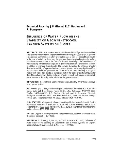 Technical Paper by J.P. Giroud, R.C. Bachus and R. Bonaparte - IGS ...