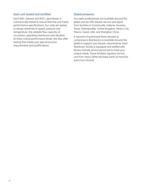 Roots Blowers RAS-J RGS-J metric brochure / PDF 843kb - GE Energy