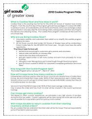 2012 Cookie Program FAQs - Girl Scouts of Greater Iowa