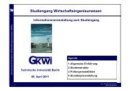 Studiengang Wirtschaftsingenieurwesen - GKWi - TU Berlin