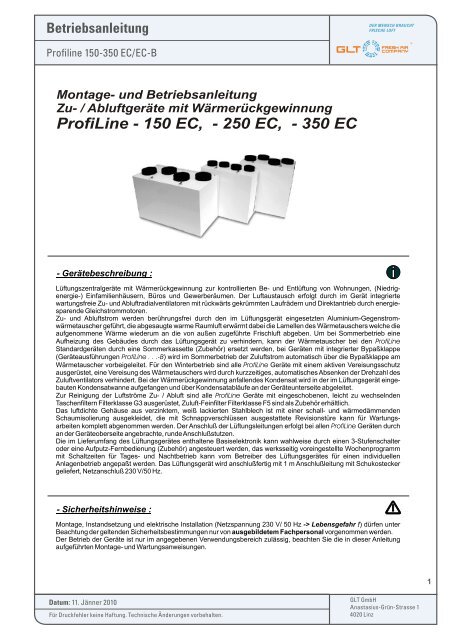 ProfiLine - 150 EC, - 250 EC, - 350 EC - GLT Austria