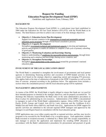 Request for Funding Education Program Development Fund (EPDF)