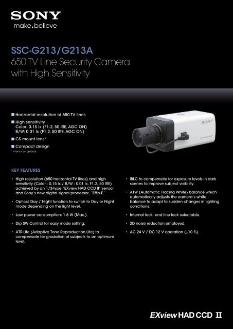 SSC-G213/G213A 650 TV Line Security Camera with High Sensitivity