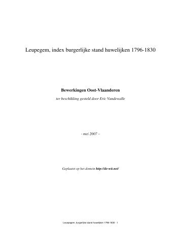 Leupegem, index burgerlijke stand huwelijken 1796-1830