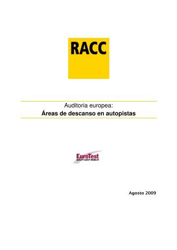 Auditoria europea: Áreas de descanso en autopistas - Racc