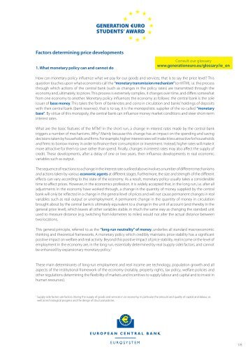 Factors determining price developments (PDF)