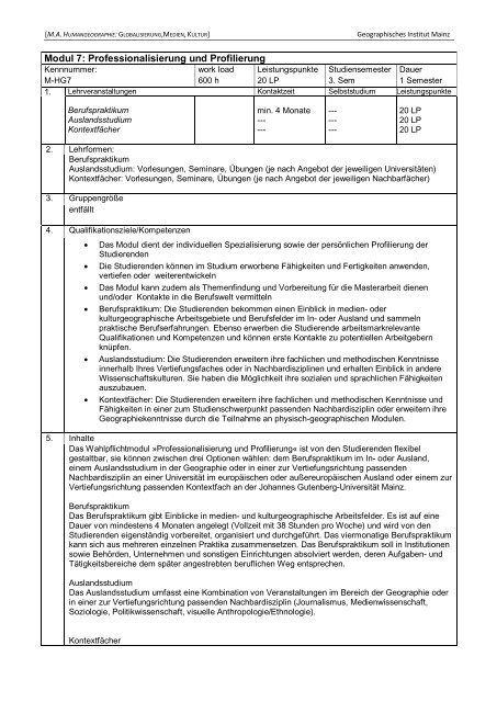 Modul 2 - Geographisches Institut - Johannes Gutenberg-Universität ...