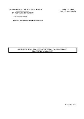 Secrétariat Général ----------------------- Direction des Etudes et de la ...