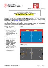 Kurzform der Futsal-Regeln - Gilfershausen