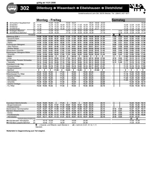 Dillenburg Wissenbach Eibelshausen Dietzhölztal Montag - Freitag