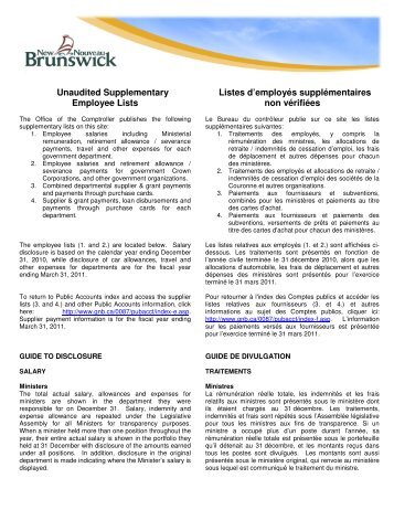 Unaudited Supplementary Employee Lists - Gouvernement du ...
