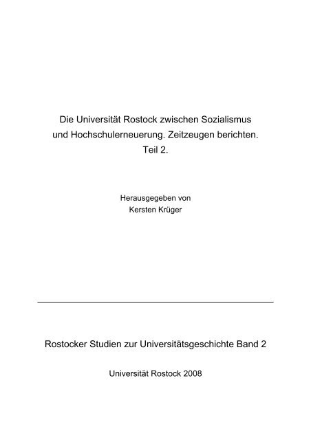 Die Universität Rostock zwischen Sozialismus und - RosDok ...