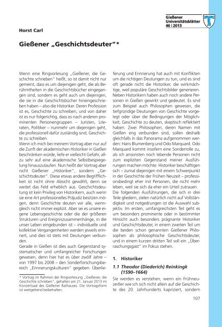 Gießener Universitätsblätter 2013 - Gießener Hochschulgesellschaft