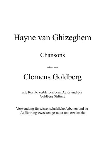 Hayne van Ghizeghem - Goldberg Stiftung