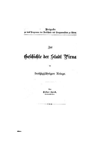 Oskar Speck, Zur Geschichte der Stadt Pirna im dreißigjährigen ...