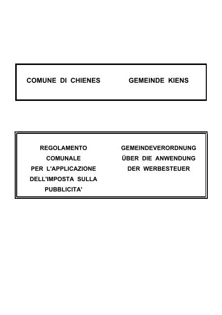 Regolamento per l'applicazione dell'imposta sulla pubblicità - .PDF