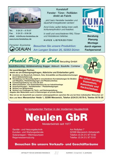 Nr. 05/2013, erschienen am 26.04.2013 - Gemeinde Merzenich