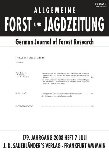 ALLGEMEINE German Journal of Forest Research