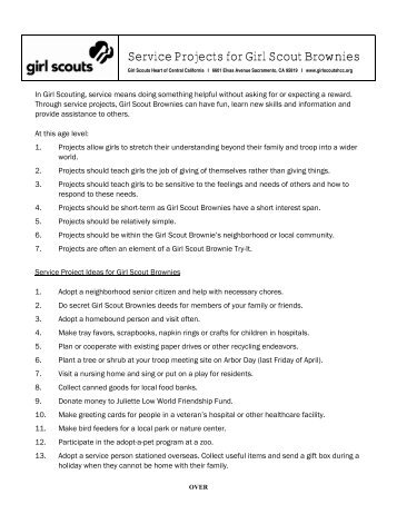 Service Project Ideas for Girl Scout Brownie - Girl Scouts Heart Of ...