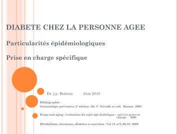 DIABETE TYPE 2 CHEZ LA PERSONNE AGEE - Geronto-Normandie