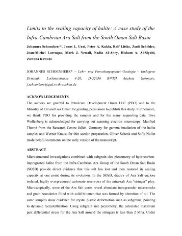 A case study of the Infra-Cambrian Ara Salt from the South Oman ...