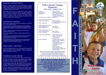 Ministry flyer 2012 - Faith Lutheran College
