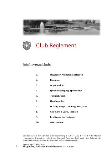 Club Reglement_deutsch - Golf & Country Club Blumisberg