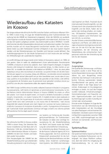 Wiederaufbau des Katasters im Kosovo - Geomatik Schweiz