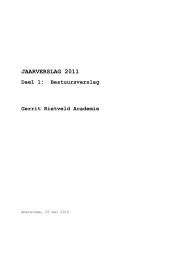 JAARVERSLAG 2011 - Gerrit Rietveld Academie