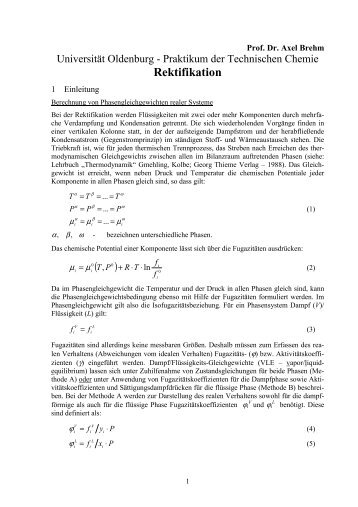 Rektifikation ( ) - Gmehling - Universität Oldenburg