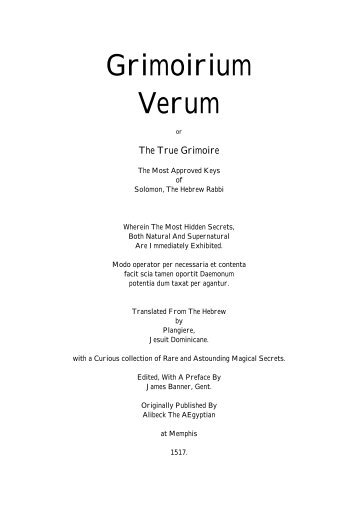 Grimoirium Verum - Hermetic Order of the Golden Dawn