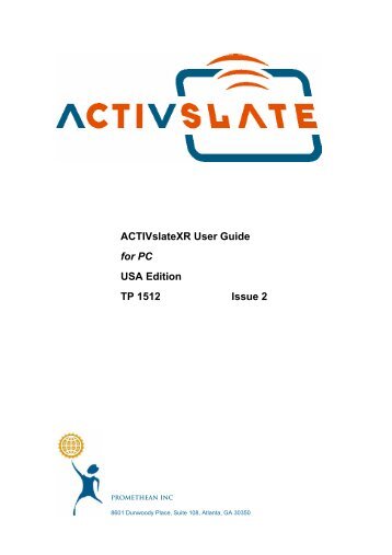 ACTIVslateXR User Guide for PC USA Edition TP 1512 Issue 2