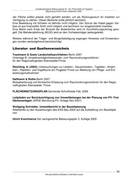 Vorhabenbezogener Bebauungsplan - Gemeinde Schorfheide