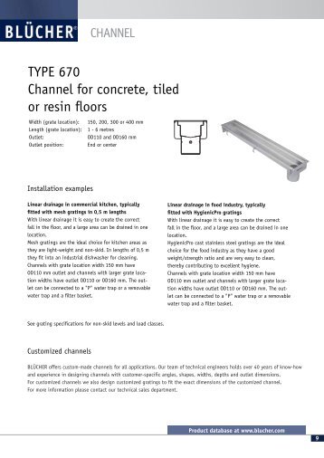 TYPE 670 Channel for concrete, tiled or resin floors