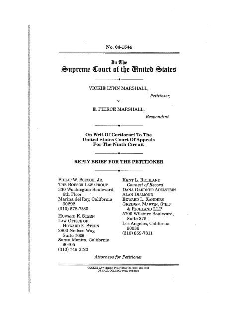 Marshall v. Marshall Reply Brief for the Petitioner - Greines ...