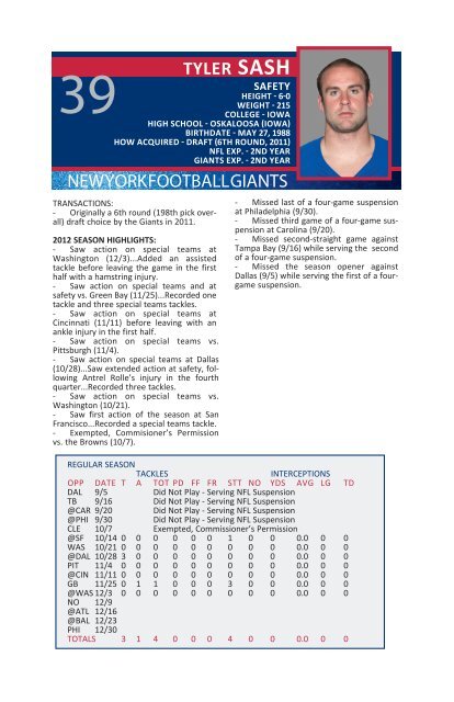 weekly release - New York Giants