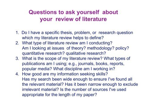 questions to ask literature review