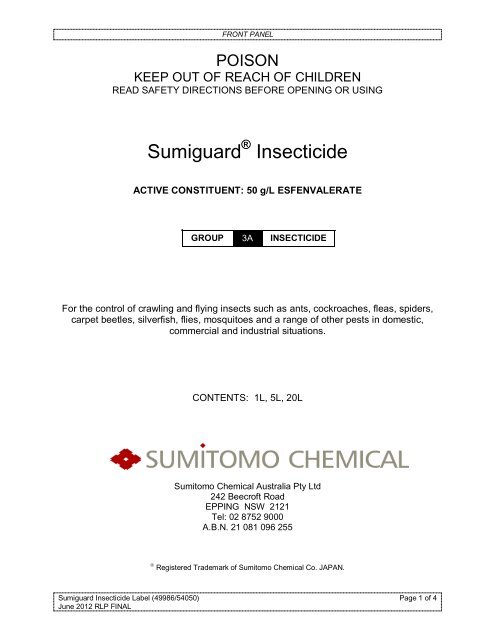 Sumiguard Insecticide Label - Agserv