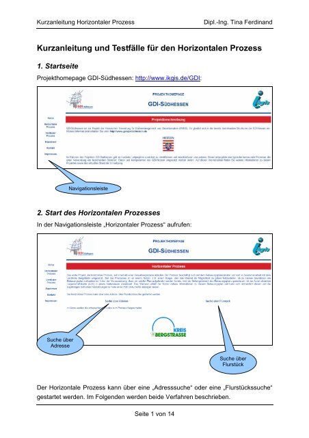 Kurzanleitung und Testfälle für den Horizontalen ... - GDI-Südhessen