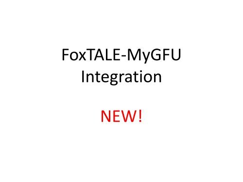 FoxTALE-MyGFU Interface - George Fox University