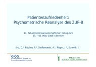 Patientenzufriedenheit: Psychometrische Reanalyse des ... - GfQG
