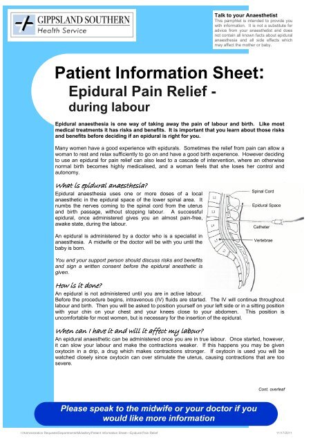 patient-information-sheet-epidural-pain-relief-during-labour