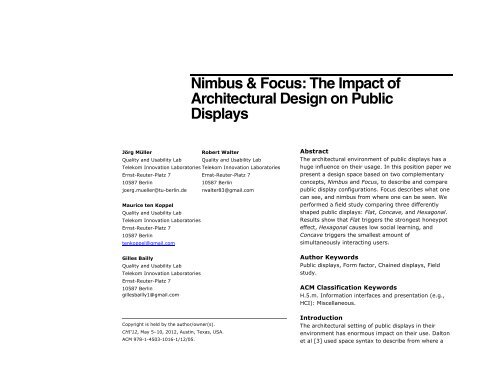 Nimbus & Focus: The Impact of Architectural Design ... - Gilles Bailly
