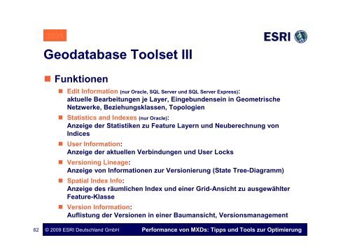 Performance von MXDs: Tipps und Tools zur ... - AG GIS-Küste