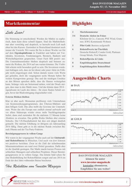 Das Investor Magazin - Ausgabe 52