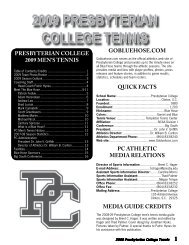 2009 Men's Tennis Media Guide - Presbyterian College Athletics