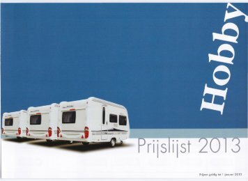 Prijslijst Hobby caravans - Gelderse Caravan Centrale