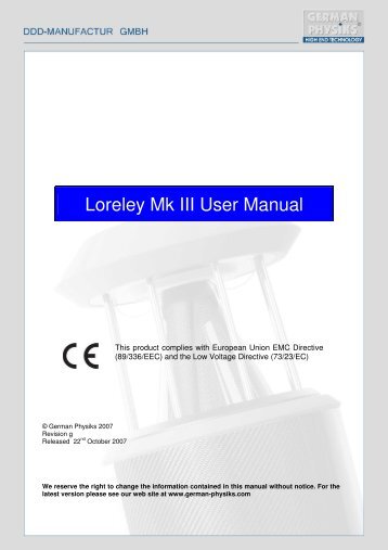 Loreley Mk III User Manual - German Physiks