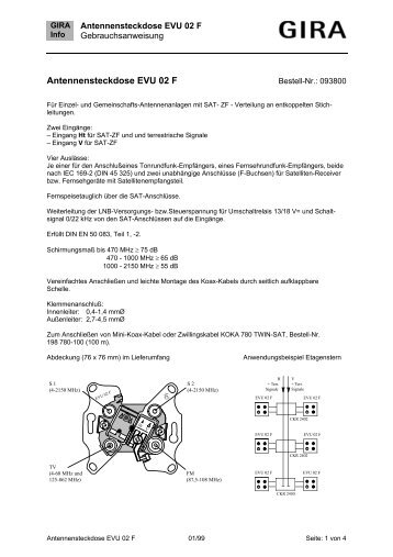 Antennensteckdose EVU 02 F - Gira