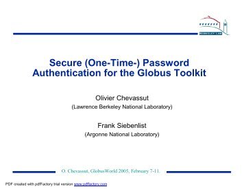 Secure (One-Time-) Password Authentication for the Globus Toolkit